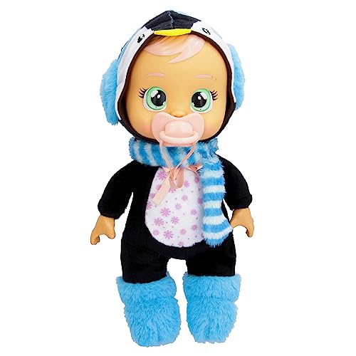 Cry Babies Tiny Cuddles Christmas Izzy – 22,9 cm große Babypuppen, weint echte Tränen, blauer Pinguin-Schlafanzug von IMC Toys
