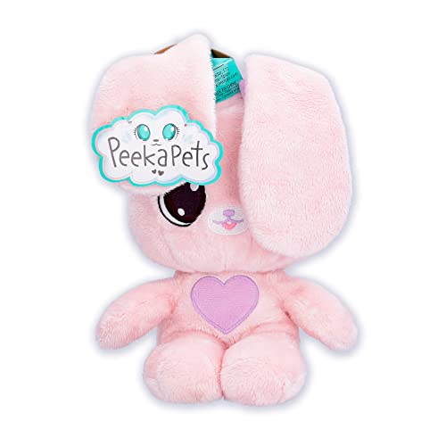 PEEKAPETS Rosa Hase, Lustiges, süßes und weiches Plüschtier, das mit den OhrenKuckuck spielt, wenn man seinen Bauch drückt, Flauschiges Geschenk für Babys und Kinder bis 4 Jahren von IMC Toys