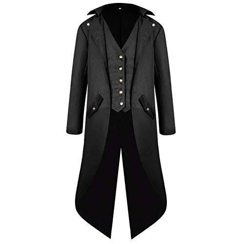 IMEKIS Herren Steampunk Gothic Frack Mittelalter Vintage Jacke Gehrock Viktorianisch Mantel Pirate Halloween Kost?m Smoking Uniform M?nner Karneval Cosplay Verkleidung Schwarz XXL IMEKIS Herren Steampunk Gothic Frack Mittelalter Vintage Jacke Gehrock Viktorianisch Mantel Pirate Halloween Kost?m Smoking Uniform M?nner Karneval Cosplay Verkleidung Schwarz XXL von IMEKIS