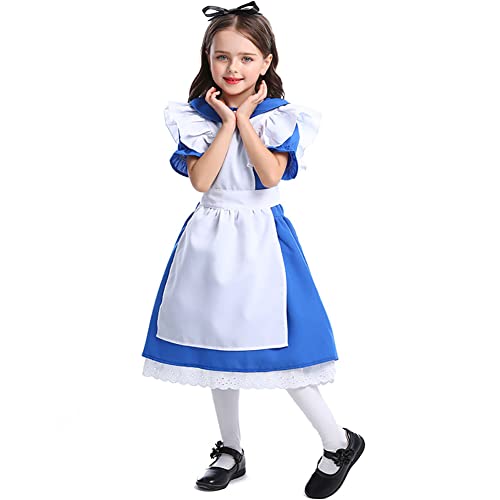 IMEKIS Herzkönigin Kostüm für Mädchen Alice im Wunderland Halloween Verkleidung mit Krone Zauberstab 3tlg Cosplay Party Set Prinzessin Blau Kleid und Schürze Märchen Geburtstag Karneval Outfit IMEKIS Herzkönigin Kostüm für Mädchen Alice im Wunderland Halloween Verkleidung mit Krone Zauberstab 3tlg Cosplay Party Set Prinzessin Blau Kleid und Schürze Märchen Geburtstag Karneval Outfit von IMEKIS
