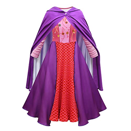 IMEKIS M?dchen Halloween Teufel Hexe Kost?m Winifred Sarah Mary Sanderson Fancy Cosplay Kleid Prinzessin B?se K?nigin Ankleiden mit Umhang Kind Geburtstag Karneval Party Outfit Rosa 8-9 Jahre IMEKIS M?dchen Halloween Teufel Hexe Kost?m Winifred Sarah Mary Sanderson Fancy Cosplay Kleid Prinzessin B?se K?nigin Ankleiden mit Umhang Kind Geburtstag Karneval Party Outfit Rosa 8-9 Jahre von IMEKIS