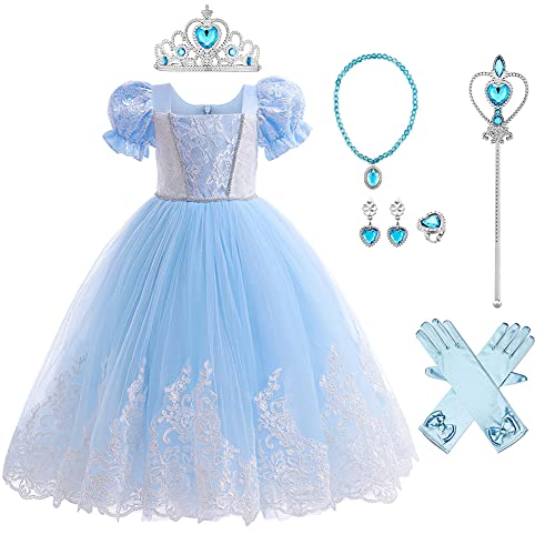 IMEKIS Mädchen Aschenputtel Kostüm Prinzessin Fee Cinderella Verkleiden Halloween Karneval Cosplay Kleid Blume Geburtstag Tutu Party Outfit von IMEKIS