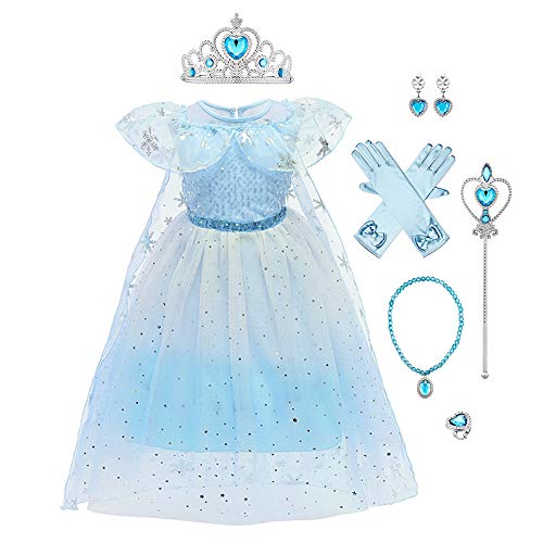 IMEKIS Mädchen Eiskönigin 2 Elsa Kleid Prinzessin Verkleidung Halloween Karneval Cosplay Kostüm Pailletten Schneeflocke Buntes Tüll Tutu mit Zubehör Fest Outfit Blau 2-3 Jahre IMEKIS Mädchen Eiskönigin 2 Elsa Kleid Prinzessin Verkleidung Halloween Karneval Cosplay Kostüm Pailletten Schneeflocke Buntes Tüll Tutu mit Zubehör Fest Outfit Blau 2-3 Jahre von IMEKIS