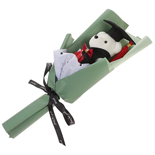 IMIKEYA 1 Bund Bärenstrauß Abschlussbouquet Abschluss für sie Braut abschlussgeschenk Abschlussfeier Dekoration Puppen rosenstrauß Abschluss-Blumenstrauß- Abschlussgefenk Plüsch Green von IMIKEYA