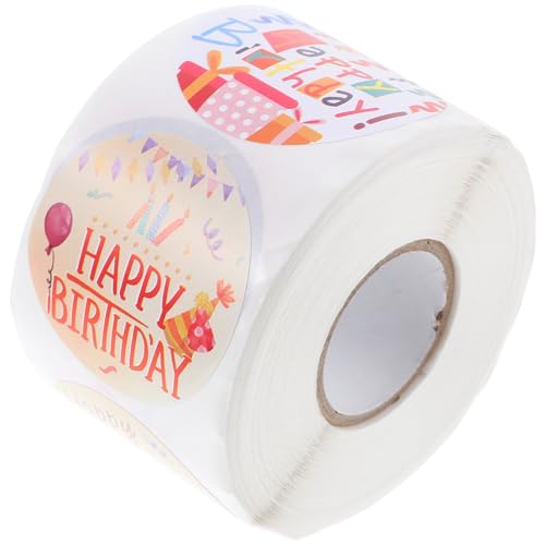 IMIKEYA 1 Rolle Happy Birthday Kinderspielzeug Rolle Aufkleber Tag Umschlagversiegelung Cartoon Aufkleber Backaufkleber Haushaltsgeschenkaufkleber Geschenkversiegelungsaufkleber von IMIKEYA