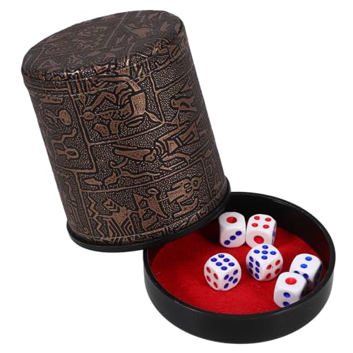 IMIKEYA 1 Satz Behälter für Würfelstreuer Party Pokerwürfelbecher Mini-Tasse Spiel-Requisiten praktischer Würfelbecher benutzerdefinierte Würfelbecher Leder Coffee von IMIKEYA