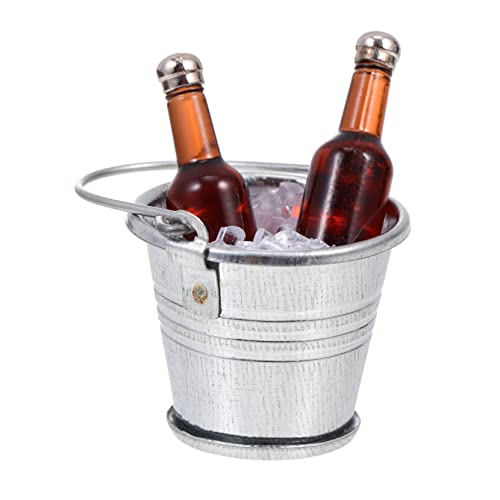 IMIKEYA 1 Satz Bier aus dem Puppenhaus Living Room Decoration wohnzimmerdeko Geschenkidee Formen für Eiswürfel Simulation Bierkübelmodell Mini kleine Bierflaschen Kleiner Hausschmuck Eisen von IMIKEYA