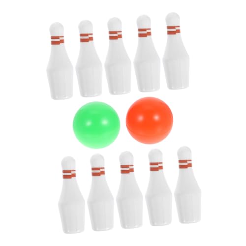 IMIKEYA 1 Satz Bowlingkugel Mini- -sportdekoration Bowling-Kuchen-Topper Miniatur-haussport Bowlingkegel Für Vortäuschen Puppenhaus Mini-Bowling Plastik Weiß von IMIKEYA
