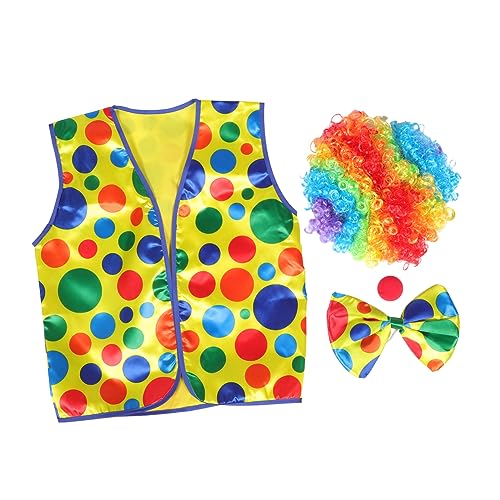 IMIKEYA 1 Satz Clown Kostüm Set mit Regenbogenperücke Roter Nase Fliege und Weste Teiliges Cosplay Zubehör für Halloween Karneval und Fasching IMIKEYA 1 Satz Clown Kostüm Set mit Regenbogenperücke Roter Nase Fliege und Weste Teiliges Cosplay Zubehör für Halloween Karneval und Fasching von IMIKEYA