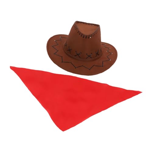 IMIKEYA 1 Satz Cowboy Cosplay Set für Western Kostümzubehör mit Cowgirl Hut und Bandana für Karneval Halloween und Mottopartys Verkleidung für Kleine und Cowgirls von IMIKEYA