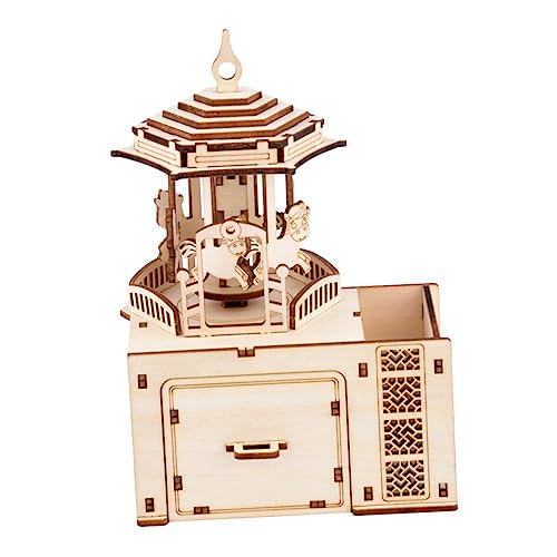 IMIKEYA 1 Satz DIY Holz Karussell Musikbox Puzzle für Handgemachte Bastelarbeit Kreative Dekoration für Zuhause Perfektes zu Weihnachten und Geburtstagen von IMIKEYA