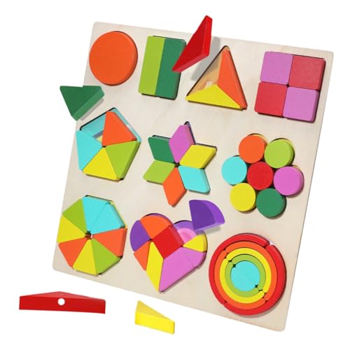 IMIKEYA 1 Satz Farbige Holzbausteine Puzzle für Frühkindliche Bildung Geometrische Formen und Farben Erkennen Motorische Fähigkeiten Fördern für Kleinkinder und Vorschulkinder von IMIKEYA
