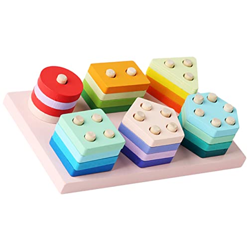 IMIKEYA 1 Satz Geometrisches Holzspielzeug Montessori Formanpassungs für Jahren Fördert Feinmotorik Formenwissen Interaktives Junge Mädchen von IMIKEYA