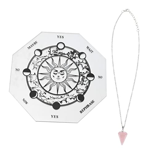 IMIKEYA 1 Satz Graviertem Acryl Divinationsbrett mit Kristallanhänger für Tarot und Psychologische Beratung Dekoratives Tischaccessoire für Zuhause und Professionelle Anwendungen von IMIKEYA