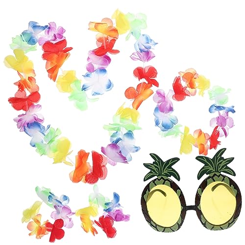 IMIKEYA 1 Satz Hawaii Kostüm Set Teiliges Set mit Blumenkranz und Tropischen Sonnenbrille für Luau Sommerfeste und Fotoshootings Leicht und für Partys und von IMIKEYA
