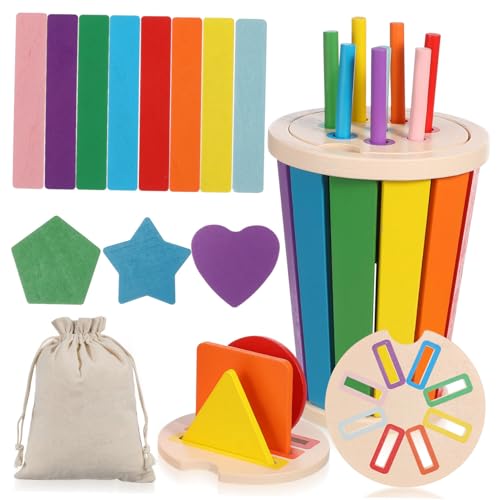 IMIKEYA Sortieren Von Formen Und Farben Holzbecher Und Formsortierer Farbsortierspiel Für Montessori Sensorisches Spielzeug Zur Formerkennung Und Farbabstimmung IMIKEYA Sortieren Von Formen Und Farben Holzbecher Und Formsortierer Farbsortierspiel Für Montessori Sensorisches Spielzeug Zur Formerkennung Und Farbabstimmung von IMIKEYA