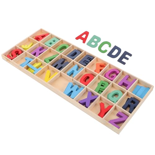 IMIKEYA Holz-Alphabet-lernspielzeug-Set Für Kinder Pädagogische Buchstabenblöcke Mit Ablage Vorschul-frühbildungsspielzeug von IMIKEYA
