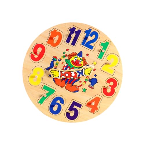 IMIKEYA 1 Satz Holzpuzzle Lernuhr für Pädagogisches Kognitiven Fähigkeiten Design für Interaktives und Zeitverständnis für Kleinkinder und Vorschulkinder von IMIKEYA