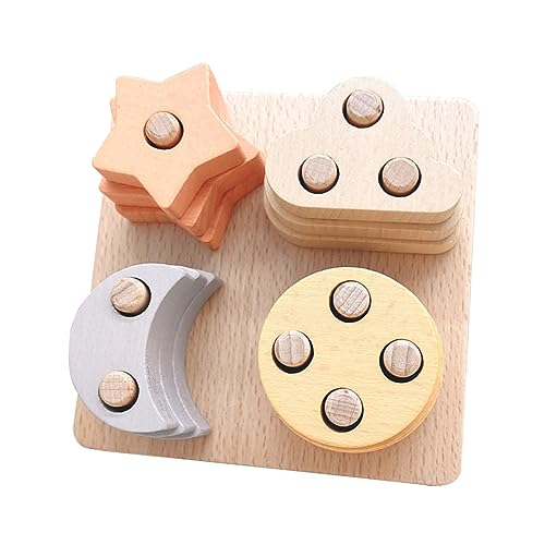 IMIKEYA 1 Satz Holzspielzeug Montessori Stapelspielzeug mit Sternen Mond für Kleinkinder Fördert Kreativität Hand Auge Koordination und Logisches Lernspielzeug für Vorschulkinder von IMIKEYA