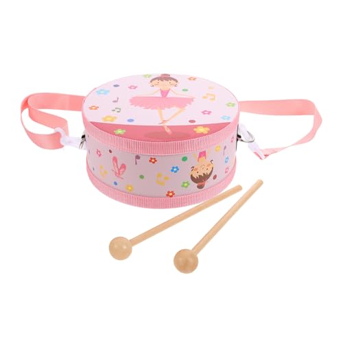 IMIKEYA 1 Satz Hüfttrommelspielzeug für kinderinstrumente musikinstrumente Kindertrommelspielzeug Trommelspielzeug für Babys Schlagtrommel Handtrommel aus Holz Rosa von IMIKEYA