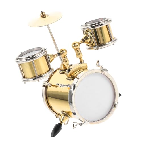 IMIKEYA 1 Satz Jazz-Drum-Modell Ornament Miniatur-puppenhauszubehör Kindergeschenk Miniaturinstrument Mini-Instrument Schmücken Mini-trommelmodell Schlagzeug Golden Metall von IMIKEYA
