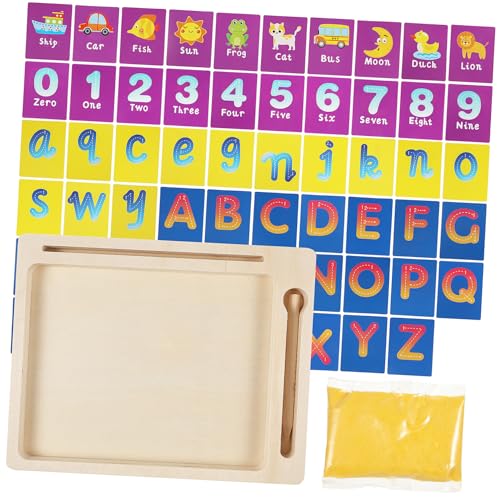 IMIKEYA 1 Satz Kinderschreibunterrichtshilfen Sandschalen zum Schreiben Kind schreibt Tablet Sandkasten Schreibspielzeug Montessori Lernspielzeug Buchstabenbildung Sandkasten hölzern von IMIKEYA