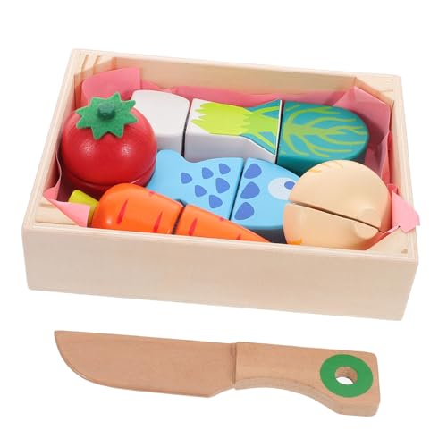 IMIKEYA 1 Satz Küchenspielzeug aus Holz Lebensmittelspielzeug Schneiden von Obstspielzeug für Kleinkinder Schneide Lernspielzeug für Gemüse schneiden von IMIKEYA