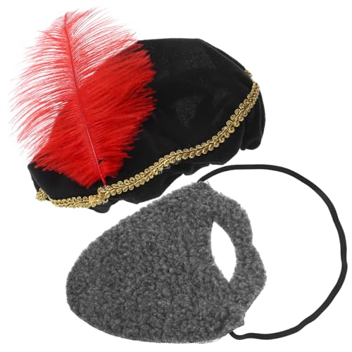 IMIKEYA 1 Satz Medieval Hat And Beard für Männer Teiliges Renaissance Kostümzubehör mit Bartprop für Halloween und Renaissance Festivals aus Komfortablem Oxford von IMIKEYA
