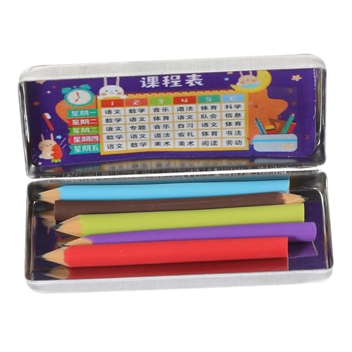 IMIKEYA 1 Satz Mini -Bleistift -Fallstudienversorgungen klein süßes stationäres Mädchen Rosa Schule Federmäppchen für Puppen Mini-Puppenhaus-Federmäppchen Plastik von IMIKEYA