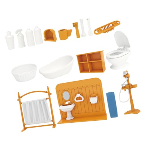 IMIKEYA 1 Satz Mini-puppenhaus-Badezimmer-Set Spielzeugküche Spielzeughaus Badespielzeug Für Babys Puppenhausteppich Puppenhaus-versorgung Puppenhausmöbel Winzige Möbel Plastik Yellow von IMIKEYA