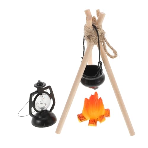 IMIKEYA 1 Satz Miniatur Camping Zubehör für Puppenhäuser Realistisches Kerosinlampe und Holzregal für Mikrolandschaften und Festliche Dekorationen von IMIKEYA