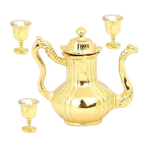 IMIKEYA 1 Satz Miniatur- Puppe Heimwerken Miniatures Dollhouse Accessories Mini-Hausdekoration Mini- Mini-Küchenzubehör küche spielset Teezubehör Legierung Golden von IMIKEYA