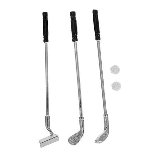 IMIKEYA 1 Satz Minigolf Miniatur Spiel Simulator Golfbälle Golfen Einzigartige Dekoration Puppenhauszubehör Modell Golfschlägerball Mini-Hausschmuck Mini-House-Golfclub Legierung Black von IMIKEYA