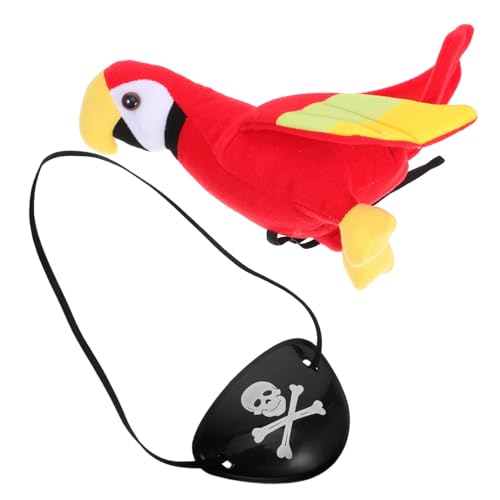 IMIKEYA 1 Satz Papagei Kostüm Dekoration Requisiten Zum Verkleiden Von Piraten Mädchenpiratenzubehör Schulterpapagei Augenklappe Pirat Halloween-Cosplay-Requisiten Plüsch von IMIKEYA