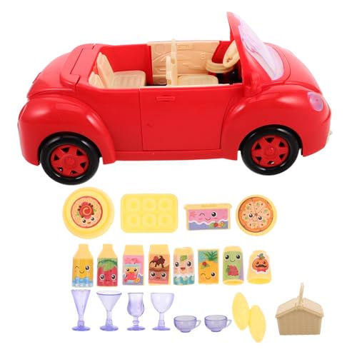 IMIKEYA 1 Satz Picknick-Spielzeugwagen Miniatur-Picknickspielzeug Spielzeugfahrzeug Familienspielzeug Tischgeschirr Picknick-Van- mit Miniatur-Essen Futterkorb- von IMIKEYA