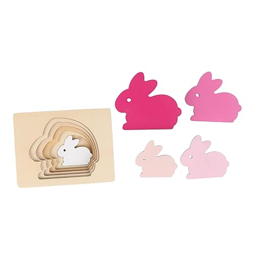 IMIKEYA 1 Satz Stereo- aus Holz Puzzle rätselbuch holzbauklötze Kaninchen puzzlekleber lustiges passendes Puzzle passendes aus Holz hölzern Rosa von IMIKEYA