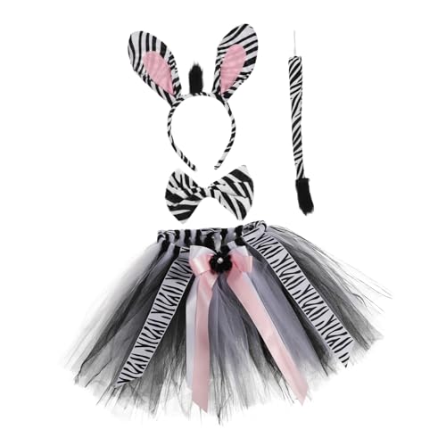 IMIKEYA 1 Satz Tutu-Rock Zebra-Kostümset Zebra-Kostümzubehör Halloween Zebraohren, Stirnband und Kleid Tier-Stirnband-Kostüm Cosplay-Rock Tierstirnband Polyester (Polyester) von IMIKEYA