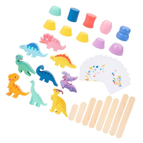 IMIKEYA 1 Set Dinosaurier Bausteine Bausteine ​​Für Kleinkinder Kinderspielzeug Tier Stapelblöcke Farbblöcke Balance Eltern Interaktionsspielzeug Cartoon Holz Bunt von IMIKEYA