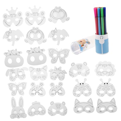 IMIKEYA 1 Set Diy-tiermasken Für Kinder, Blankomasken, Blankomaske, Unbemalte Maske Mit Aquarellstiften Zum Basteln, Ausmalen, Bühnenauftritt IMIKEYA 1 Set Diy-tiermasken Für Kinder, Blankomasken, Blankomaske, Unbemalte Maske Mit Aquarellstiften Zum Basteln, Ausmalen, Bühnenauftritt von IMIKEYA