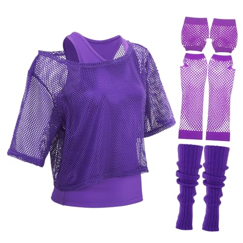 IMIKEYA 1 Set Party-outfits Zum Thema 80er: 80er-jahre-karnevalsparty-outfit-set Mit Netzhemd, Handschuhen, Beinwärmern Und Weste, Retro-neon-kostümzubehör IMIKEYA 1 Set Party-outfits Zum Thema 80er: 80er-jahre-karnevalsparty-outfit-set Mit Netzhemd, Handschuhen, Beinwärmern Und Weste, Retro-neon-kostümzubehör von IMIKEYA