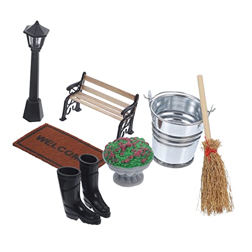IMIKEYA 1 Set Puppenhaus Dekoration Spielzeughaus Mini Park Modell Mini Gartenbänke Figur Simulation Lampe Sandtisch Gartenmodelle Szenenmodelle Puppenmöbel Mini Holz von IMIKEYA