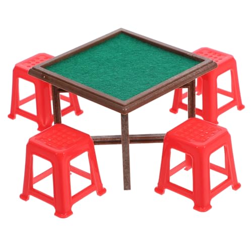 IMIKEYA 1 Set Puppenhaus Mahjong Tisch Puppenhaus Bausatz Miniaturen Häuser Van Künstliche Puppen Home Fake Decor Puppenhaus Stühle Tisch Puppenhaus Miniatur Mahjong Tisch Filz von IMIKEYA