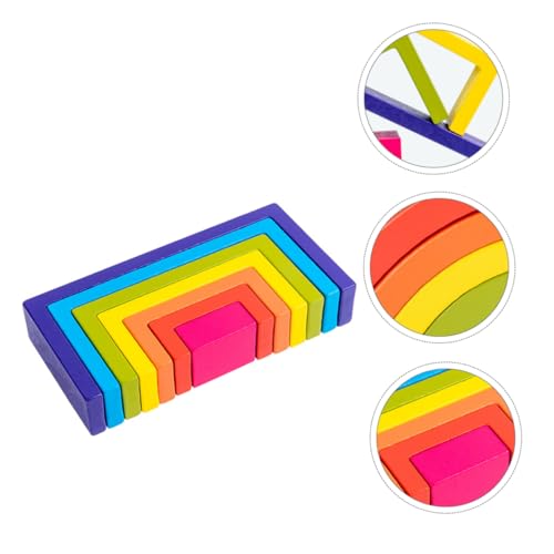 IMIKEYA 1 Set Quadratische Regenbogen Bausteine Kognitives Für Geometrischer Block Kindergartenbedarf Blöcke Frühes Lernspielzeug Kinderspielzeug Kognitives Kinderspielzeug von IMIKEYA