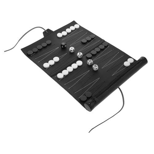 IMIKEYA 1 Set Schachbrett Reisezubehör Spiel Tragbare Backgammonmatte Lustiges Spielzeugteil Desktop Schachspielzeug Echtes Pädagogisches Interaktives Strategisches Faltbares Kleines von IMIKEYA