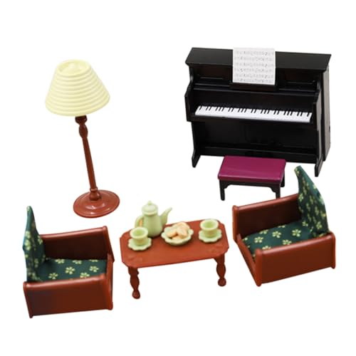IMIKEYA 1 Set Sofa Klavier Teeservice Kindersofa Möbelzubehör Miniatur Musikinstrument Mikrolandschaftsmöbel Stehlampe Kinderspielzeug Couches Mini Mini Hauszubehör Kunststoff von IMIKEYA