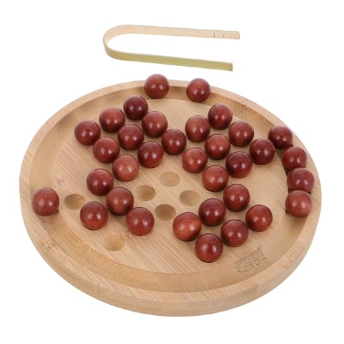 IMIKEYA 1 Set Tischspiel Schach Reisespiel Peg Solilaire Spiel Brettspiele Für Einen Spieler Einzelspieler Schach Bambus von IMIKEYA