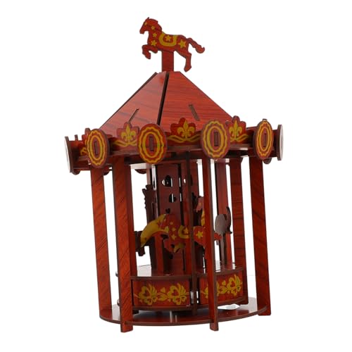 IMIKEYA 1 Stück Holzpuzzle Rotierendes Karussell DIY Bastelspielzeug für Fördert Kreativität und Geduld ohne Werkzeug oder Kleber für Lernzwecke und Geistige Entwicklung von IMIKEYA