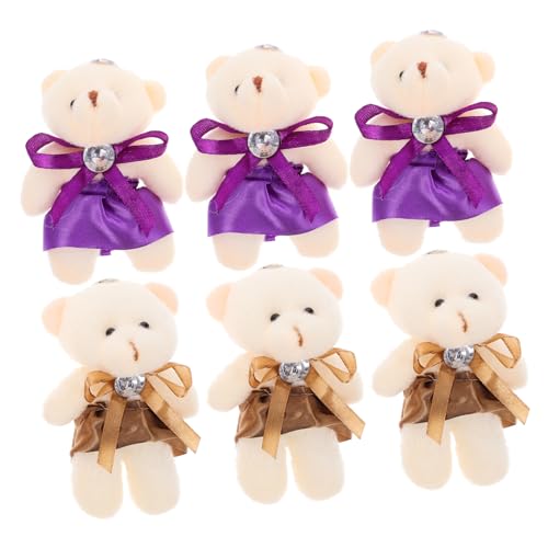 IMIKEYA 10 Stück Bärenpuppe Weiche Kleine Puppe Tiere Knuddelig Tasche Figur Mini Gefüllt Hängend Ausgestopft Trägt Masse Plüsch Baumschmuck Puppenornament Schlüsselanhänger Tuch von IMIKEYA