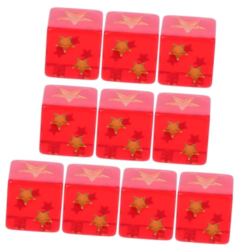 IMIKEYA 10 Stück Fünfzackige Sternwürfel Miniaturwürfel LRC Würfelspiel Durchscheinende Farben Spielwürfel Craps Kunstwürfel Goldwürfel Abschlussfeier Pin Spiel von IMIKEYA