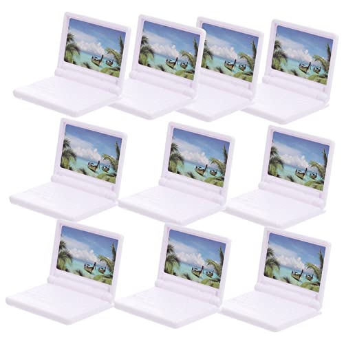 IMIKEYA 10 Stück Mini-Computer Mini-Dekoration Kleine Hausdekoration Kleines Hauszubehör Mini-Laptop Puppenhaus-Layout Puppenhausverzierungen Kreative Puppenhausverzierung Plastik Weiß von IMIKEYA